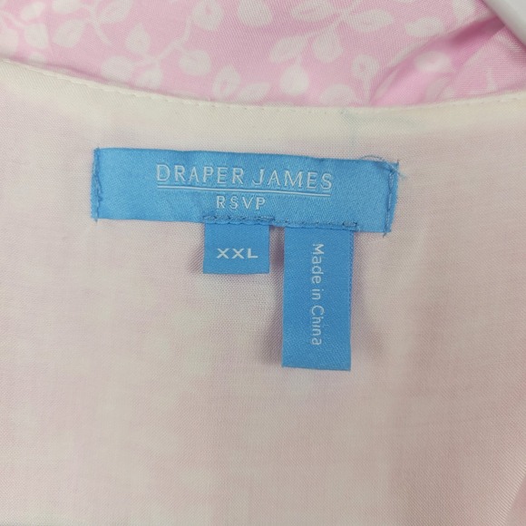 Draper James Wrap Dress Pink White Floral‎ Print Midi Ruffle Sleeve Size XXL New - Picture 8 of 13